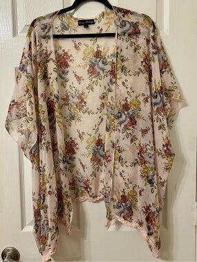 Mason + Mackenzie Floral Sheer Kimono Cardigan Boho Duster